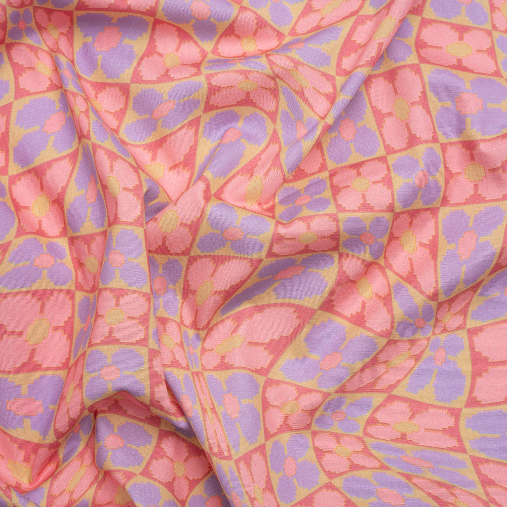 Mood Exclusive Bubblegum Cyber Checkers Stretch Cotton Poplin - Joann Fabrics