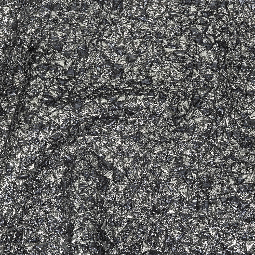 Mood Exclusive Metallic Silver and Navy Tactile Triangles Luxury Brocade - Joann Fabrics