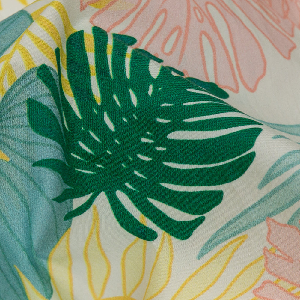 Mood Exclusive Feuilles Soufflées par le vent Tropical Cotton Poplin - Joann Fabrics