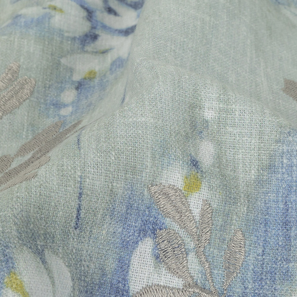 Printed and Embroidered Drapery Canvas - Seafoam Floral - British Imported - Joann Fabrics