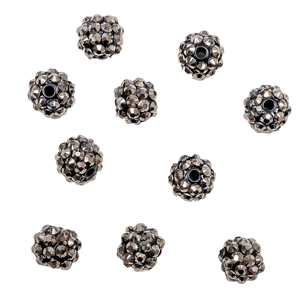 Gunmetal Rhinestone and Resin Faceted 12mm Beads - 10pc - Joann Fabrics