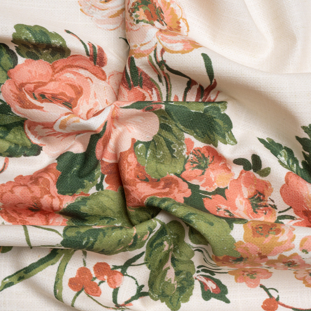 Brushed Cotton Canvas Print - Natural Elegant Floral - British Imported - Joann Fabrics