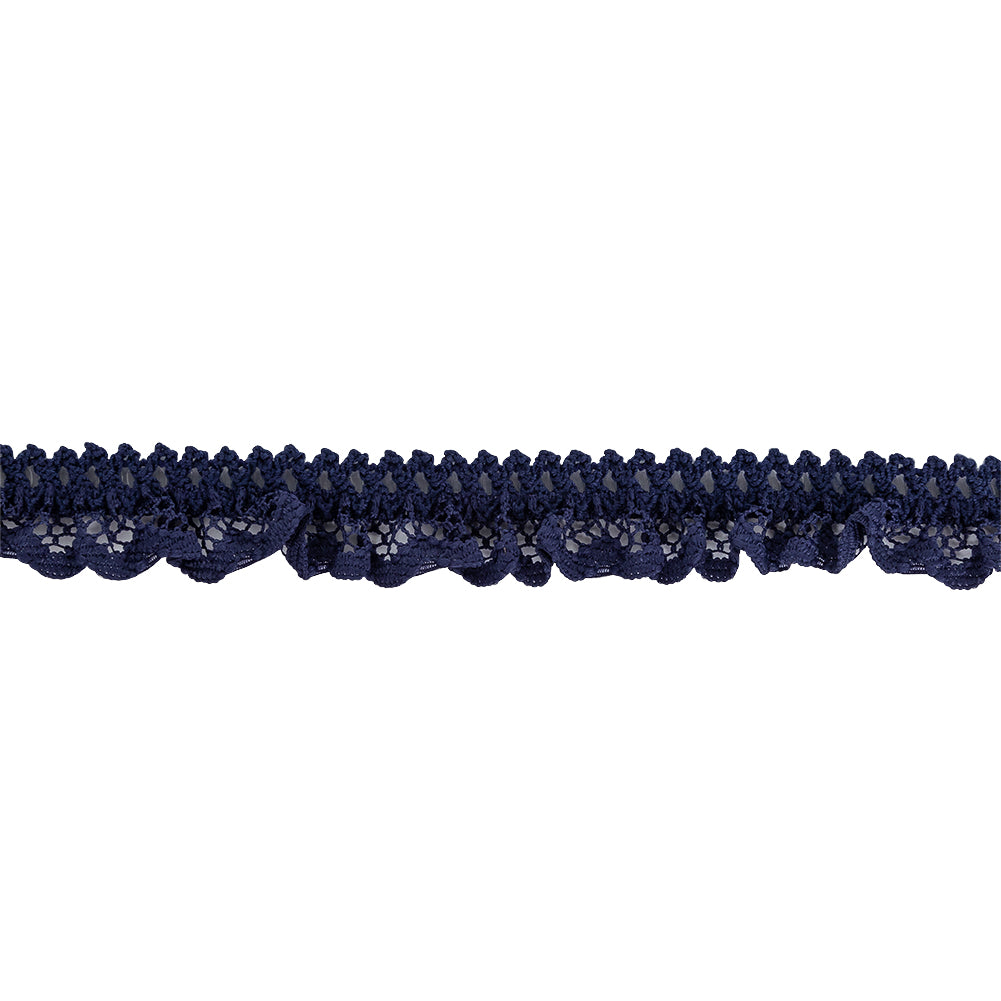 Black Iris Ruffled Stretch Lace Trimming - 0.625