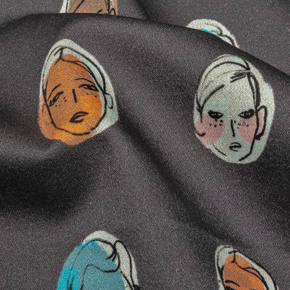 Stretch Cotton Sateen - Forged Iron Face Polka Dots - Pop-Art Pretties Print - Mood Exclusive Harvest Collection - Joann Fabrics