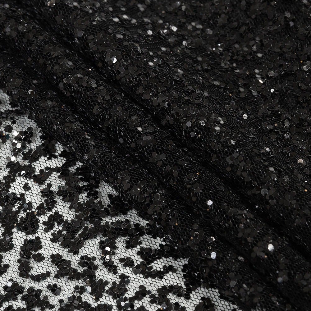 Tulle with Glitter Clusters - Black with Black - Eminence Collection - Joann Fabrics