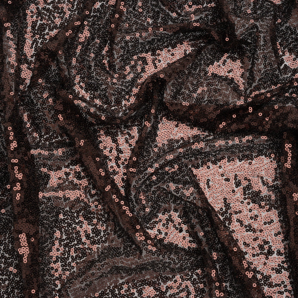 Sequined Polyester Tulle - Chocolate Brown Abstract Squiggles - Designer Deadstock - Joann Fabrics
