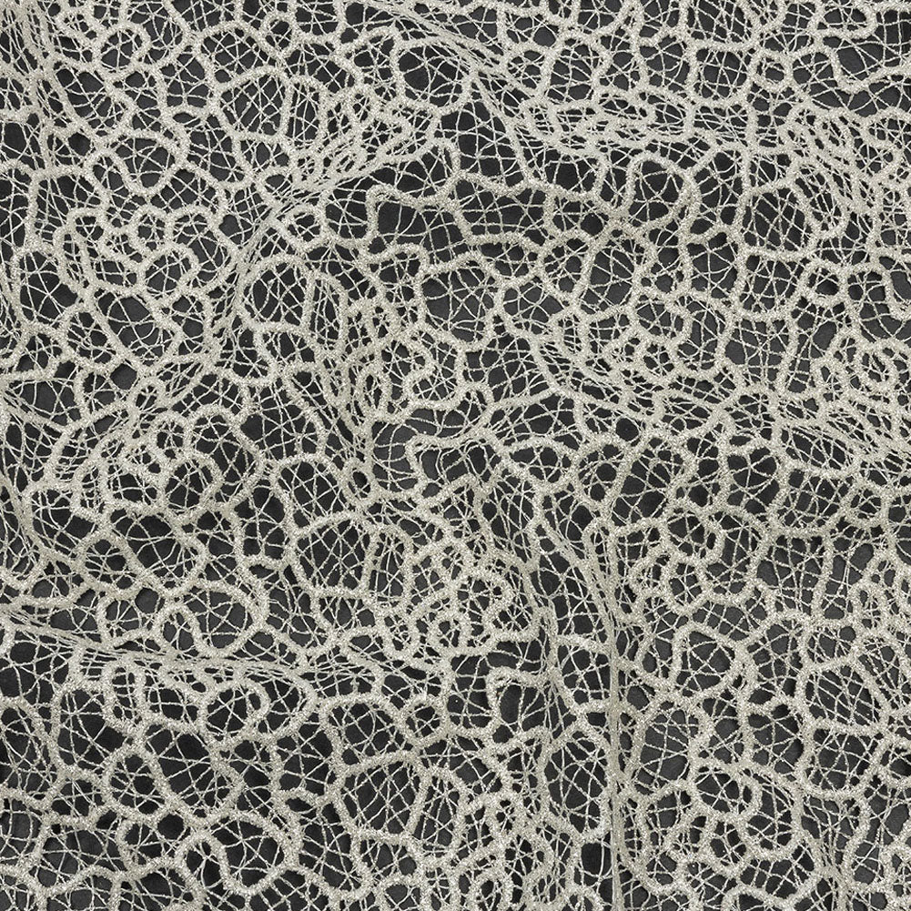 Guipure Lace with Glitter - White Meandering Lines - Joann Fabrics