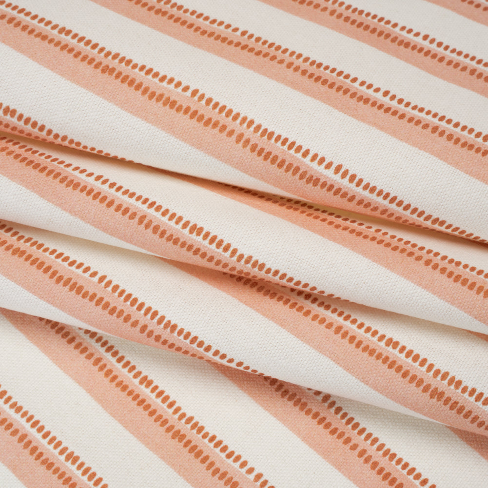 Cotton and Linen Canvas Print - Terracotta Stripes and Dots - British Imported - Joann Fabrics