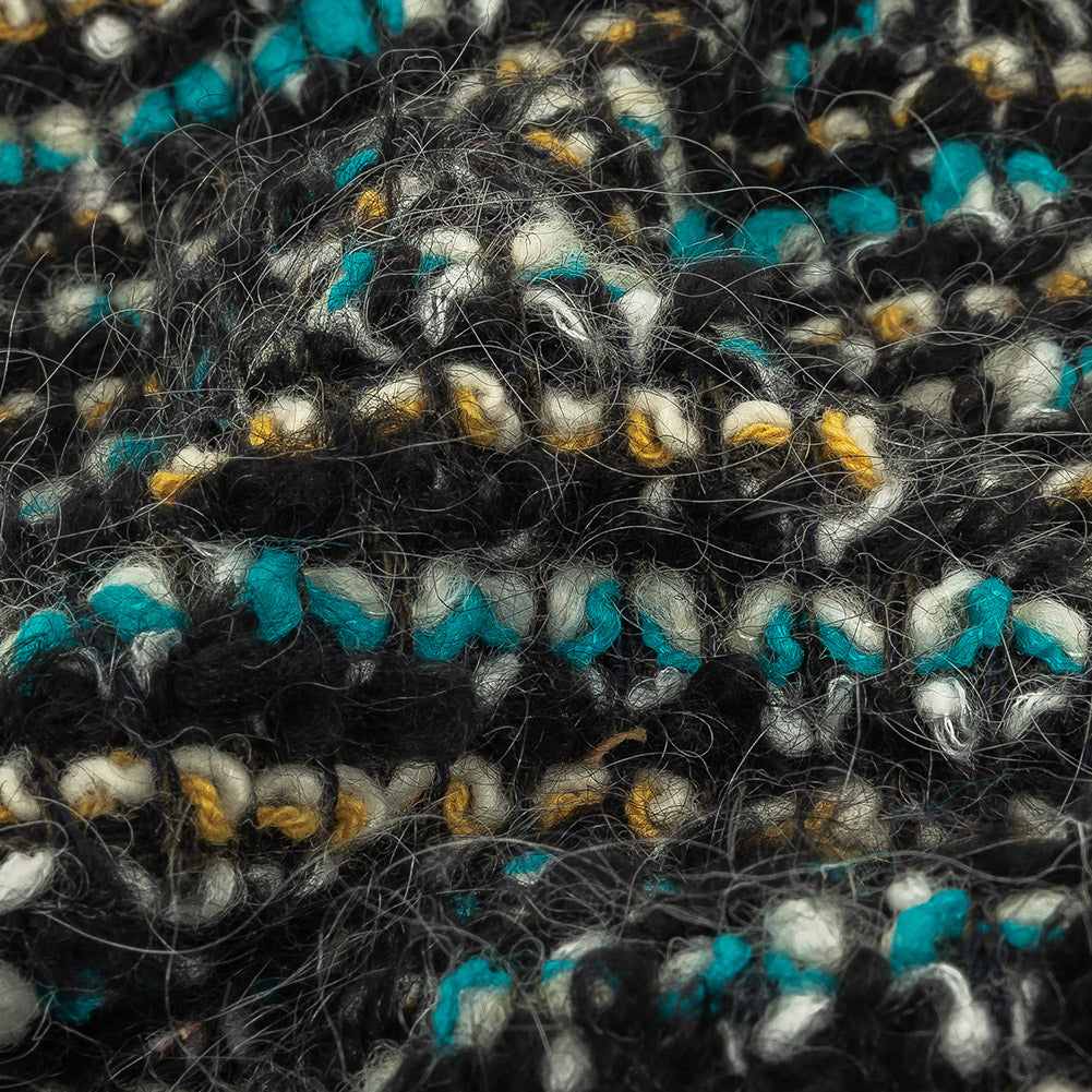 Navy, Aqua and Yellow Striped Chunky Wool Knit - Joann Fabrics