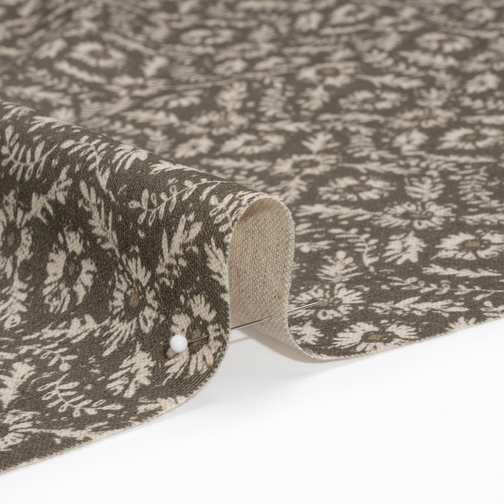 Brushed Cotton and Linen Canvas - Truffle Flowers and Leaves - Flowers and Leaves British Imported - Joann Fabrics