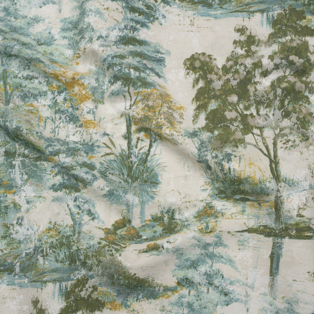 Drapery Jacquard Print - Jade Dreamy Trees - British Imported - Joann Fabrics