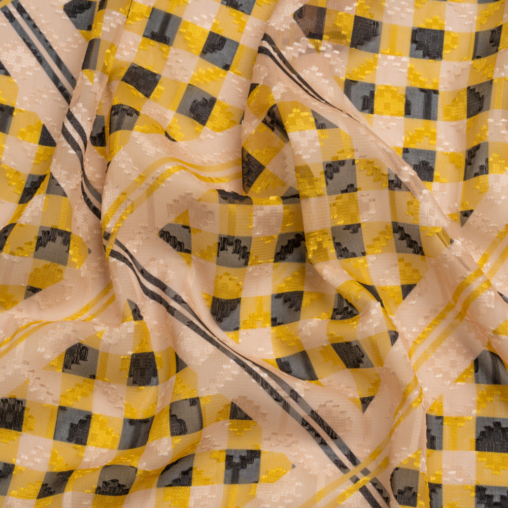 Geometric Burnout Polyester Woven Print - Goldenrod Yellow Gingham Plaid - Mood Exclusive Al Fresco Feast - Joann Fabrics