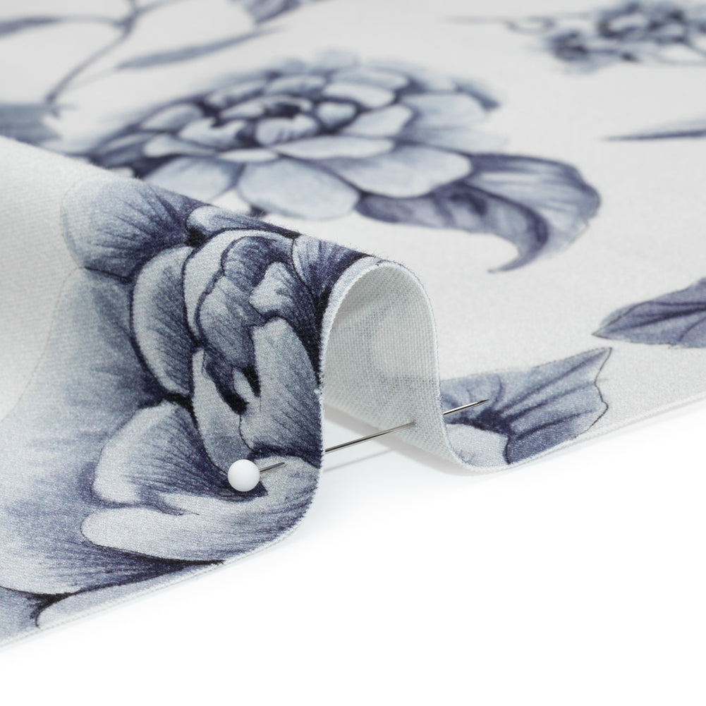 Brushed Stretch Cotton Twill Print - Gray and White Floral - Mood Exclusive Bushel and a Peck - Joann Fabrics