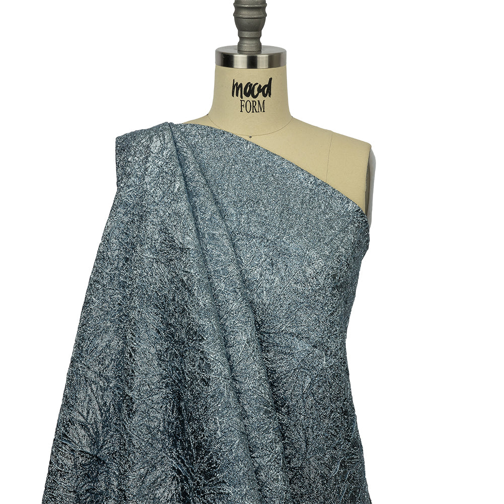 Astrolabe Metallic Pale Blue Crinkled Luxury Brocade with Black Backing - Joann Fabrics
