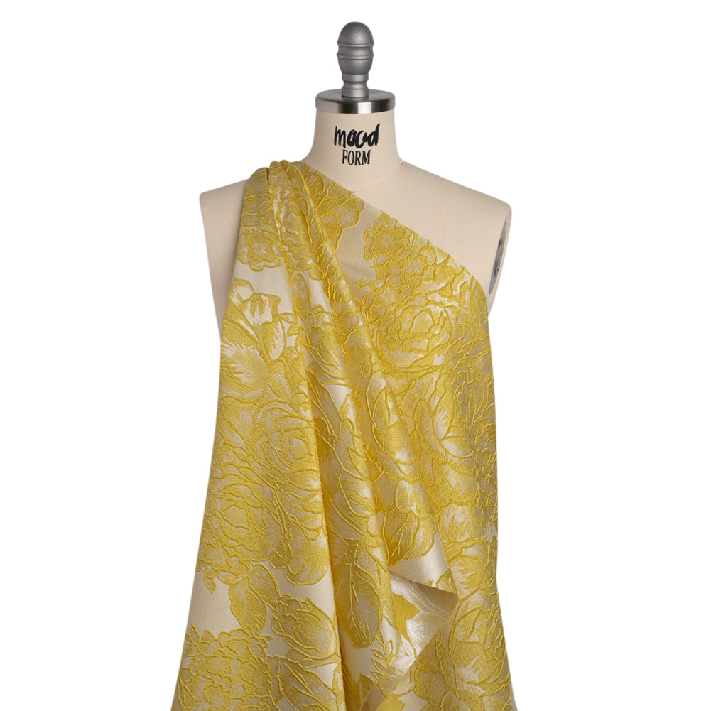 Polyester Brocade - Yellow and White Cabbage Roses - Joann Fabrics