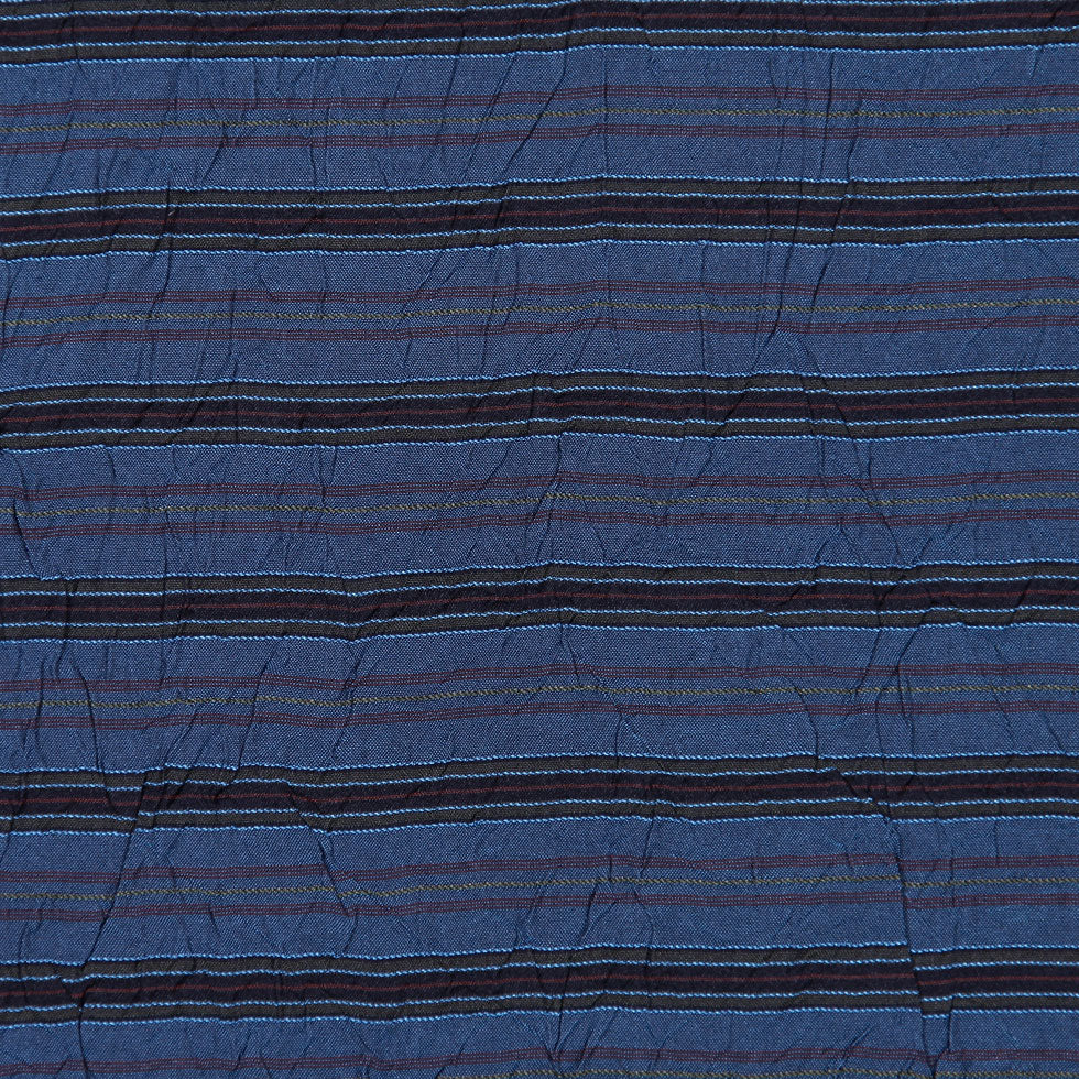 Italian Deep Blue-Green Crinkled Striped Woven - Joann Fabrics
