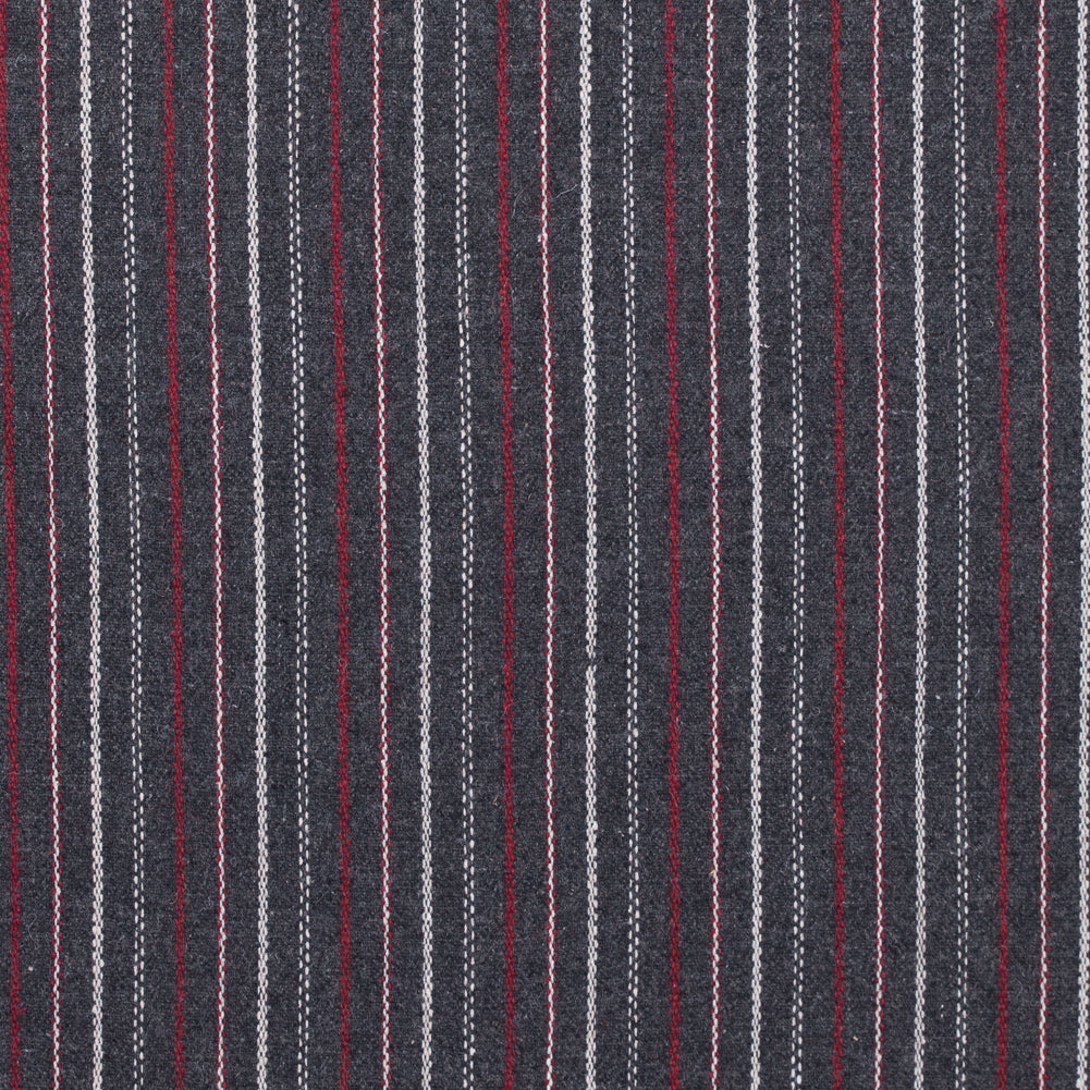 Italian Gray, Red and White Striped Blended Wool Twill - Joann Fabrics