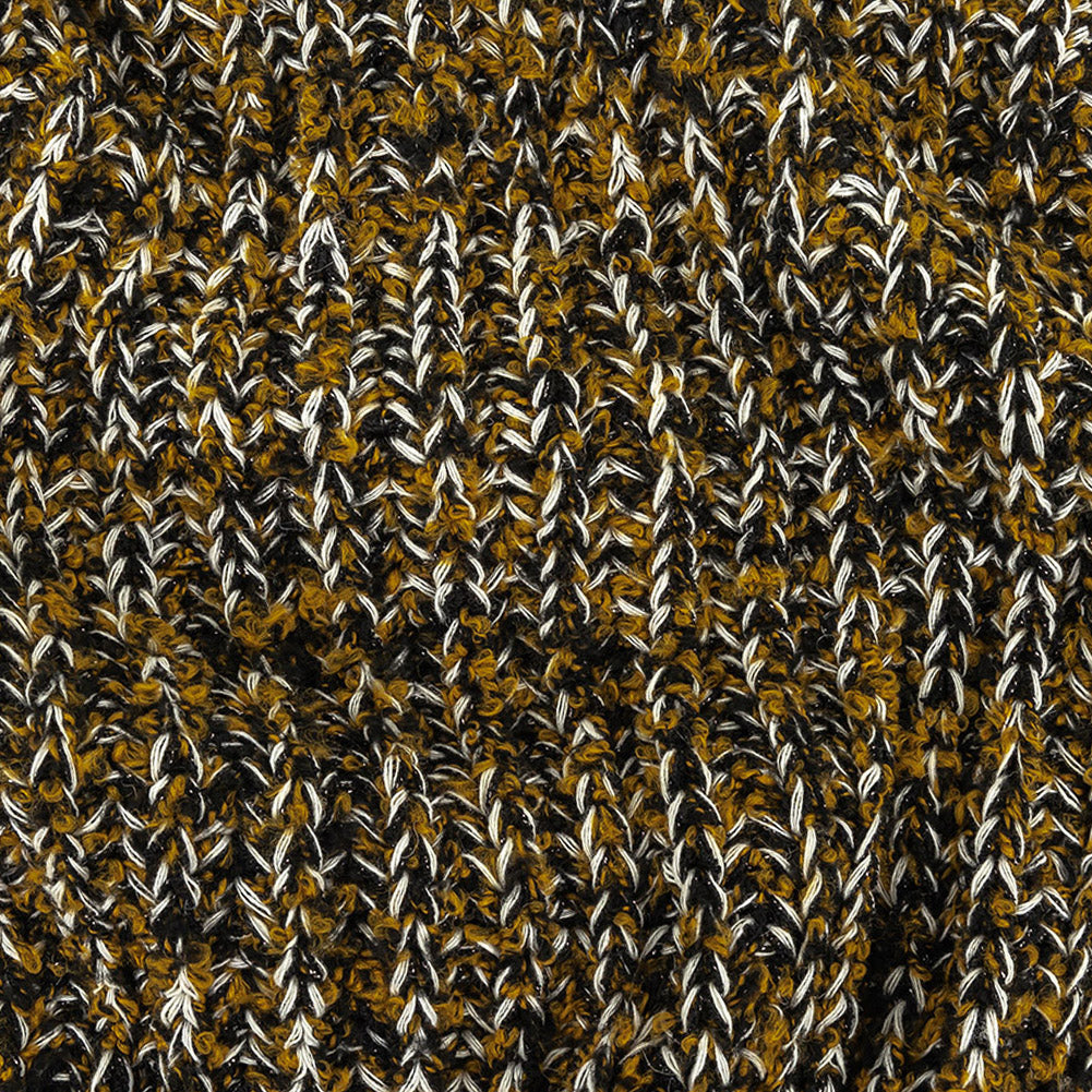Mustard Gold, Black and Sugar Swizzle Chunky Sweater Knit with Metallic Silver Shimmer - Joann Fabrics