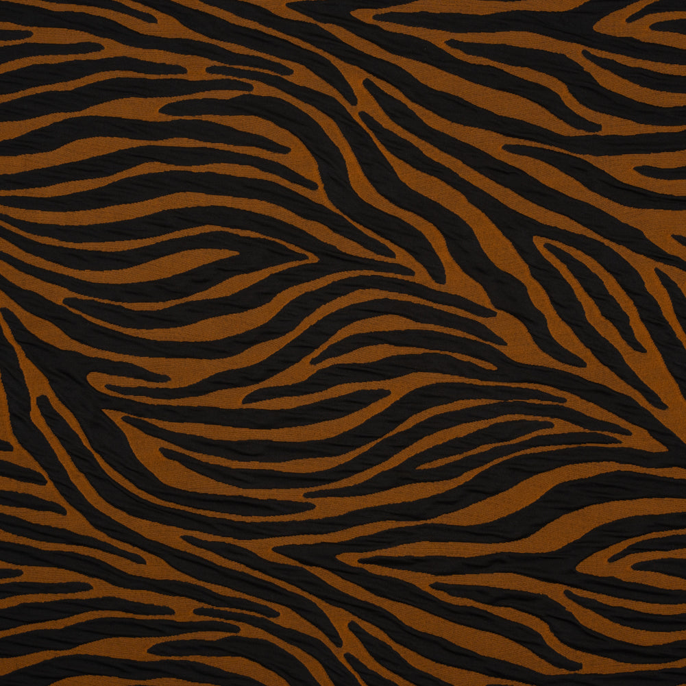 Stretch Knit Jacquard by Mara Hoffman - Burnt Orange and Black Tiger Stripes - Designer Deadstock - Joann Fabrics