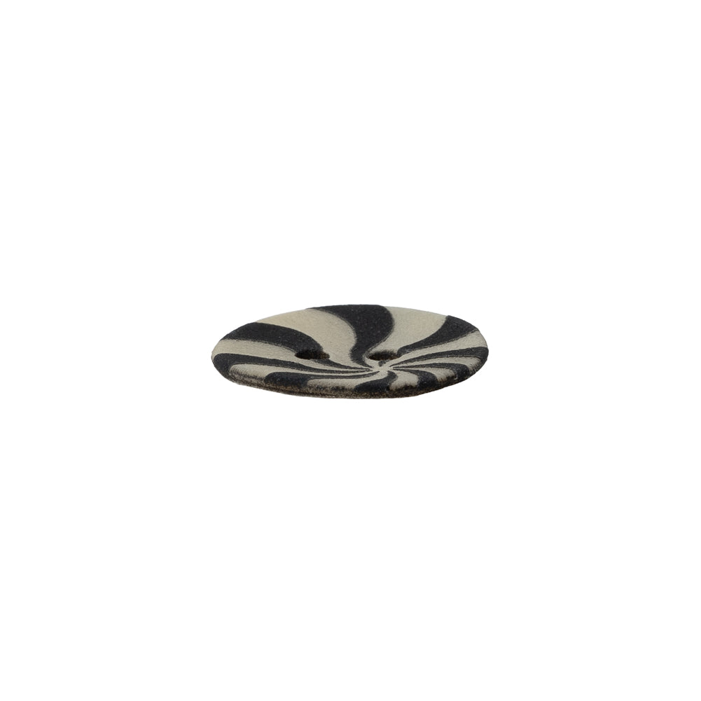 Natural Shell 2-Hole Button - 24L/15mm - Ivory and Black Radiating Swirl - Joann Fabrics