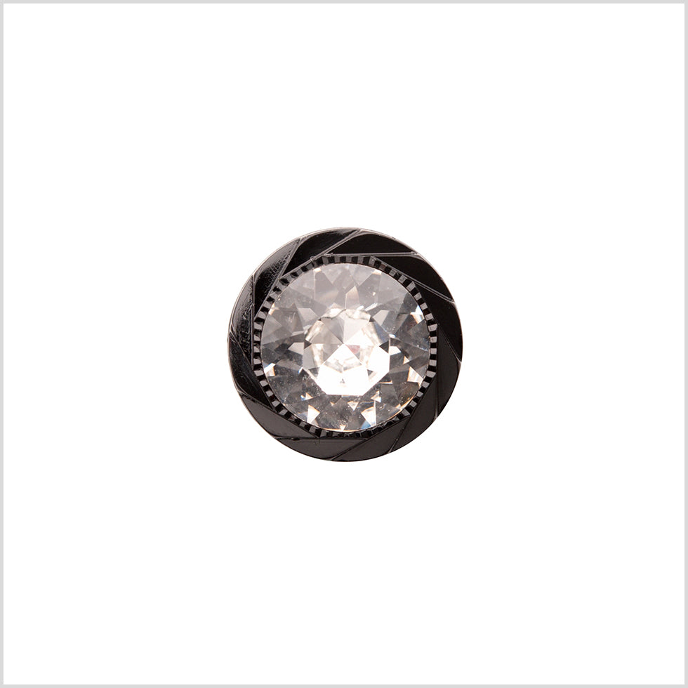 Italian Black Plastic/Rhinestone Shank Back Button - 18L/11.5mm - Joann Fabrics
