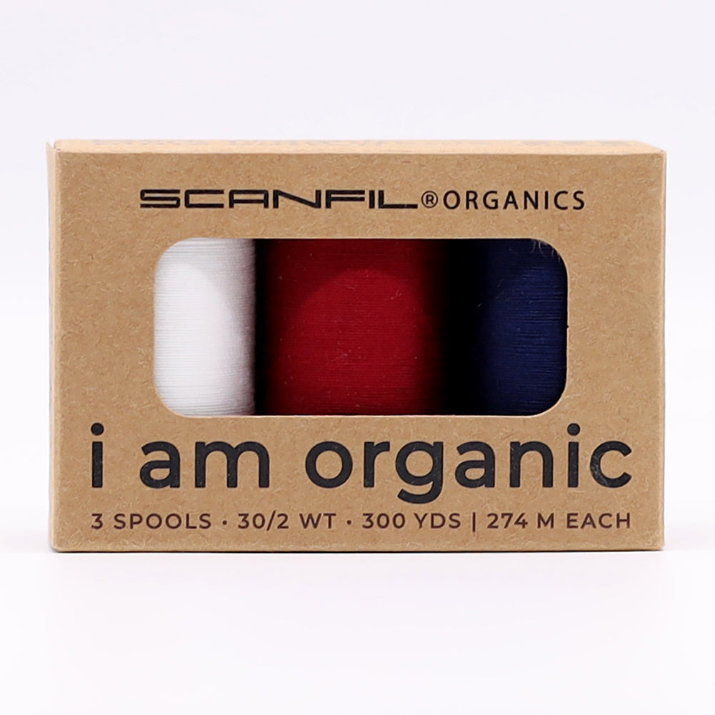 SCANFIL® 30wt Organic Pima Cotton Thread Trio Set - 3ct 300yd Spools - Patriotic - Joann Fabrics