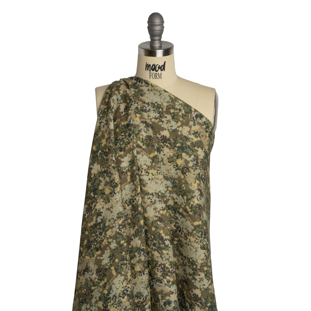 Linen and Rayon Woven - Olive, Green and Beige Abstract Dots - Forest Lookout Print - Mood Exclusive Acadia Collection - Joann Fabrics