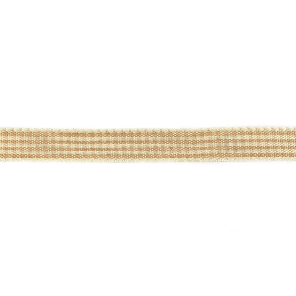 Beige and Angora Houndstooth Check Woven Ribbon - 0.375