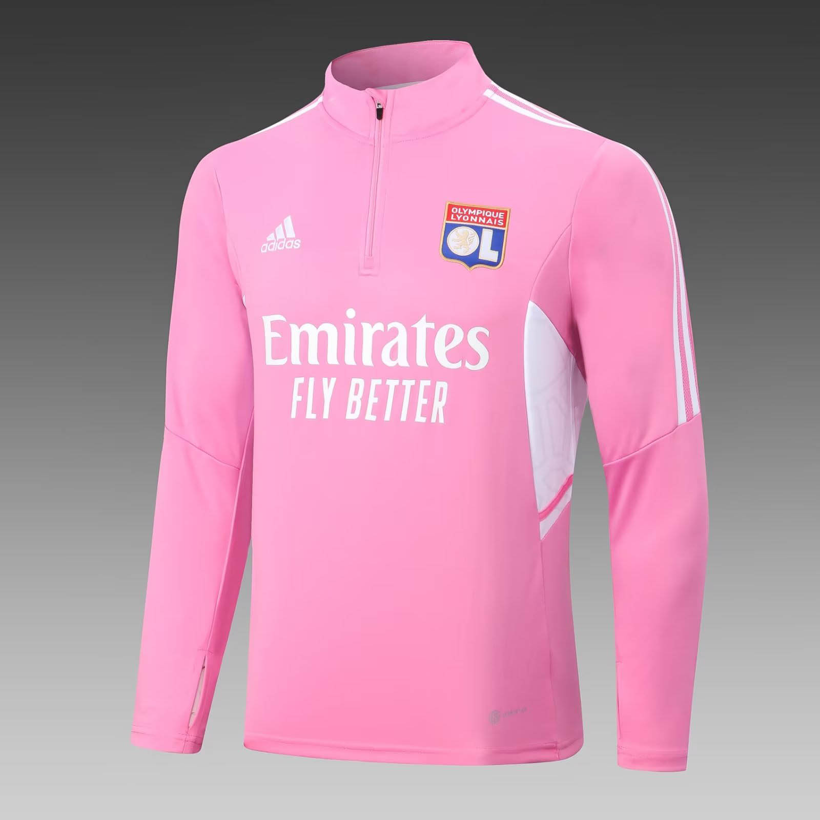 2022/2023 Lyonnais Half-Pull Training Suit Pink Football Shirt Set