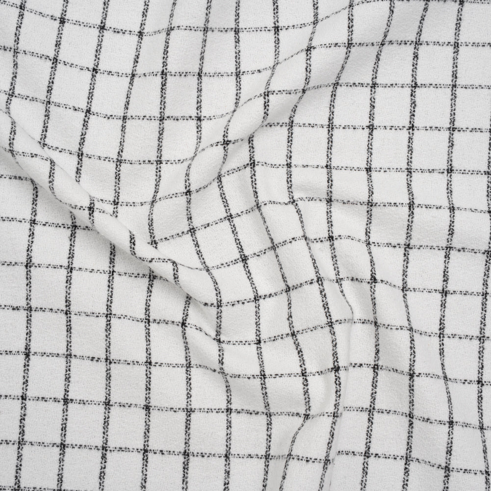 Yarn-Dyed Cotton Flannel - Black on White Windowpane Checks - Deadstock - Joann Fabrics