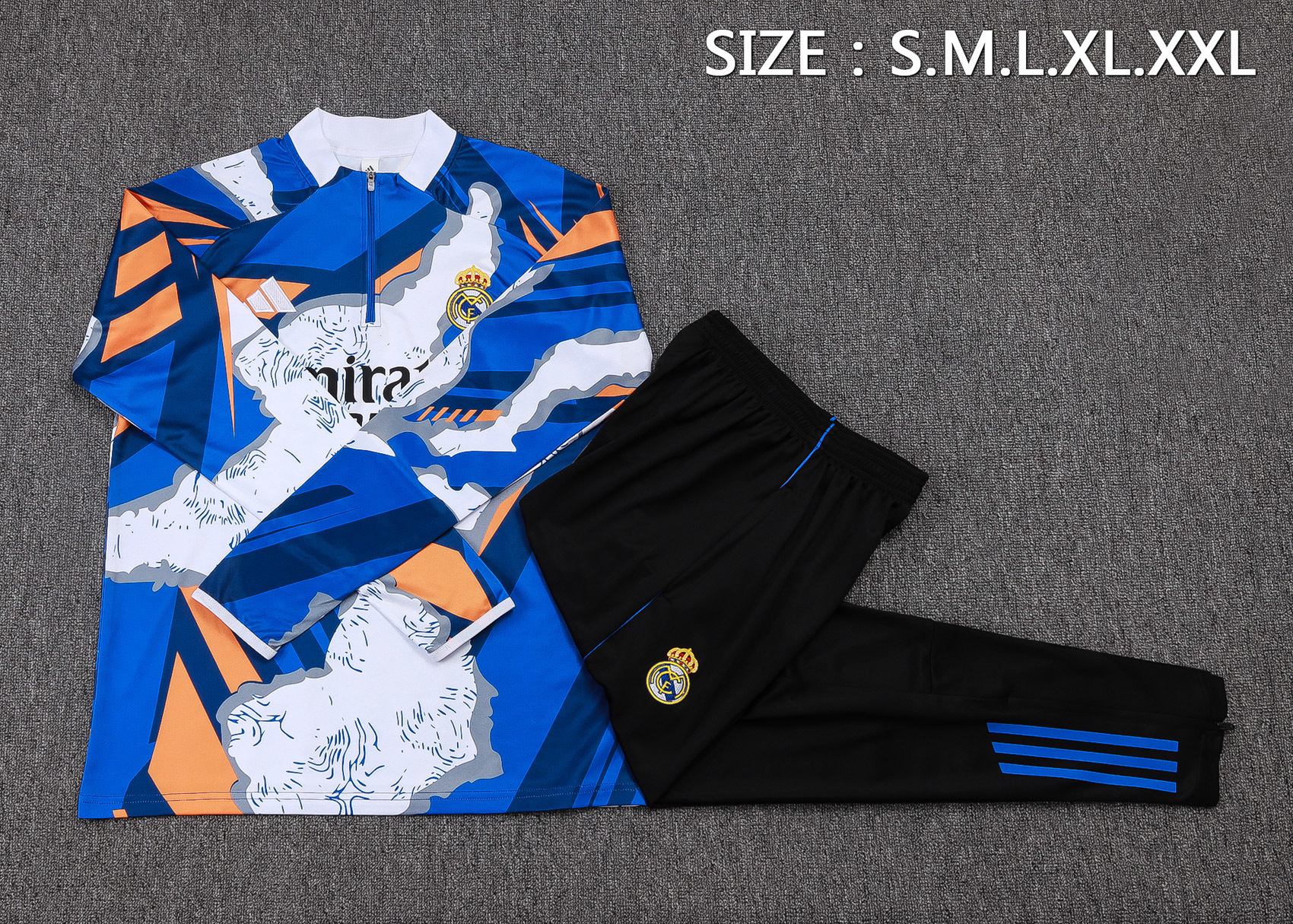 2025/2026 Real Madrid Camouflage Inkjet Half-Pull Training Suit Football Shirt 1:1 Thai Quality Set