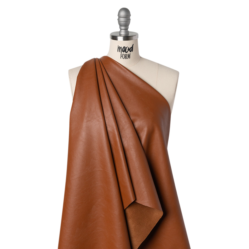 Stretch Faux Leather with Brushed Faux Suede Backing - Glazed Ginger Brown - Famous Australian Designer Deadstock - Joann Fabrics