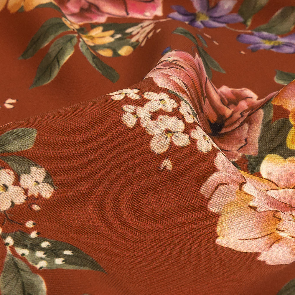 Polyester Twill Print - Clay Red and Pink Floral - Mood Exclusive Halcyon Days - Joann Fabrics