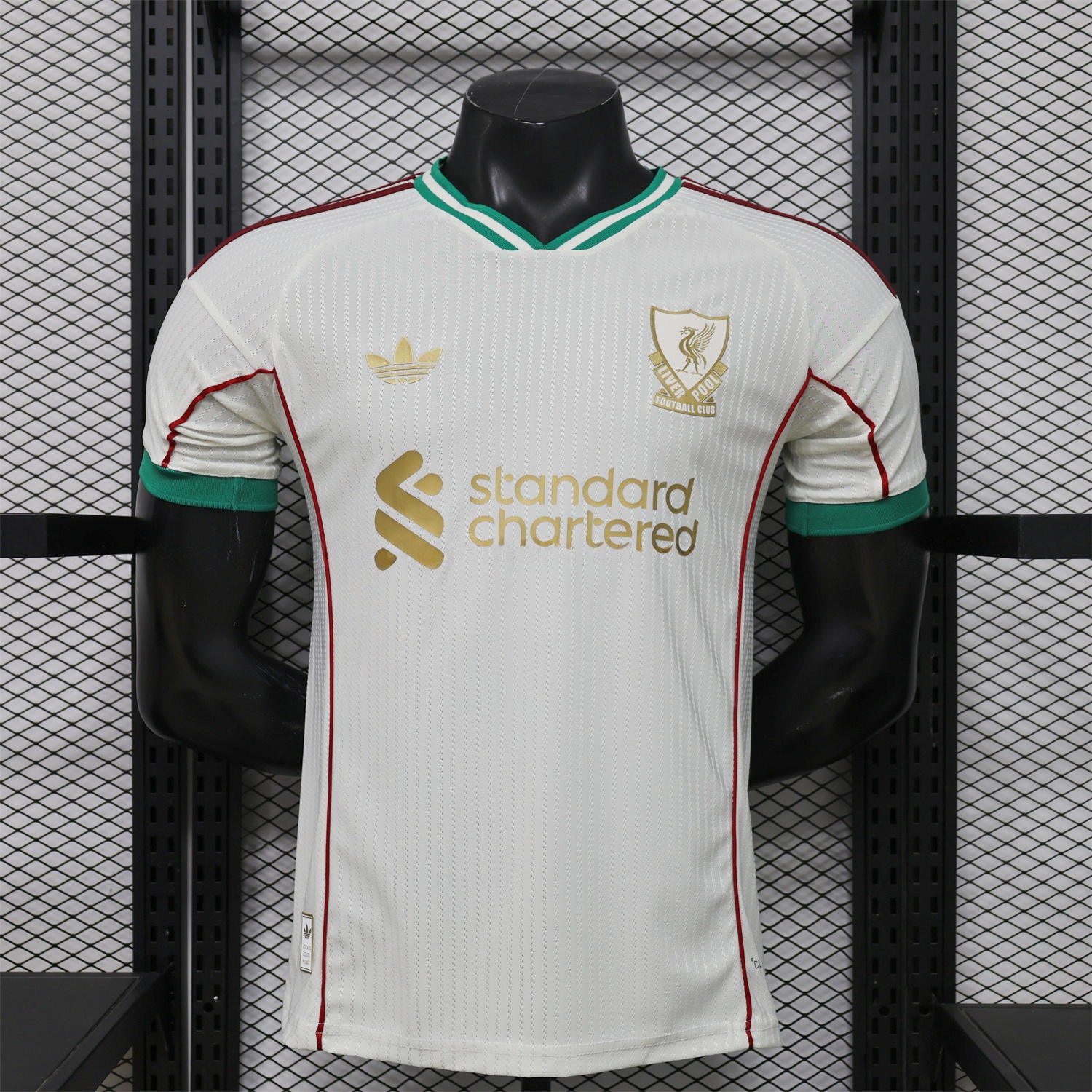 Liver.pool 25-26 Gold Lines Retro Casual Style White Jersey - Player Version - UnitedFutballJersey