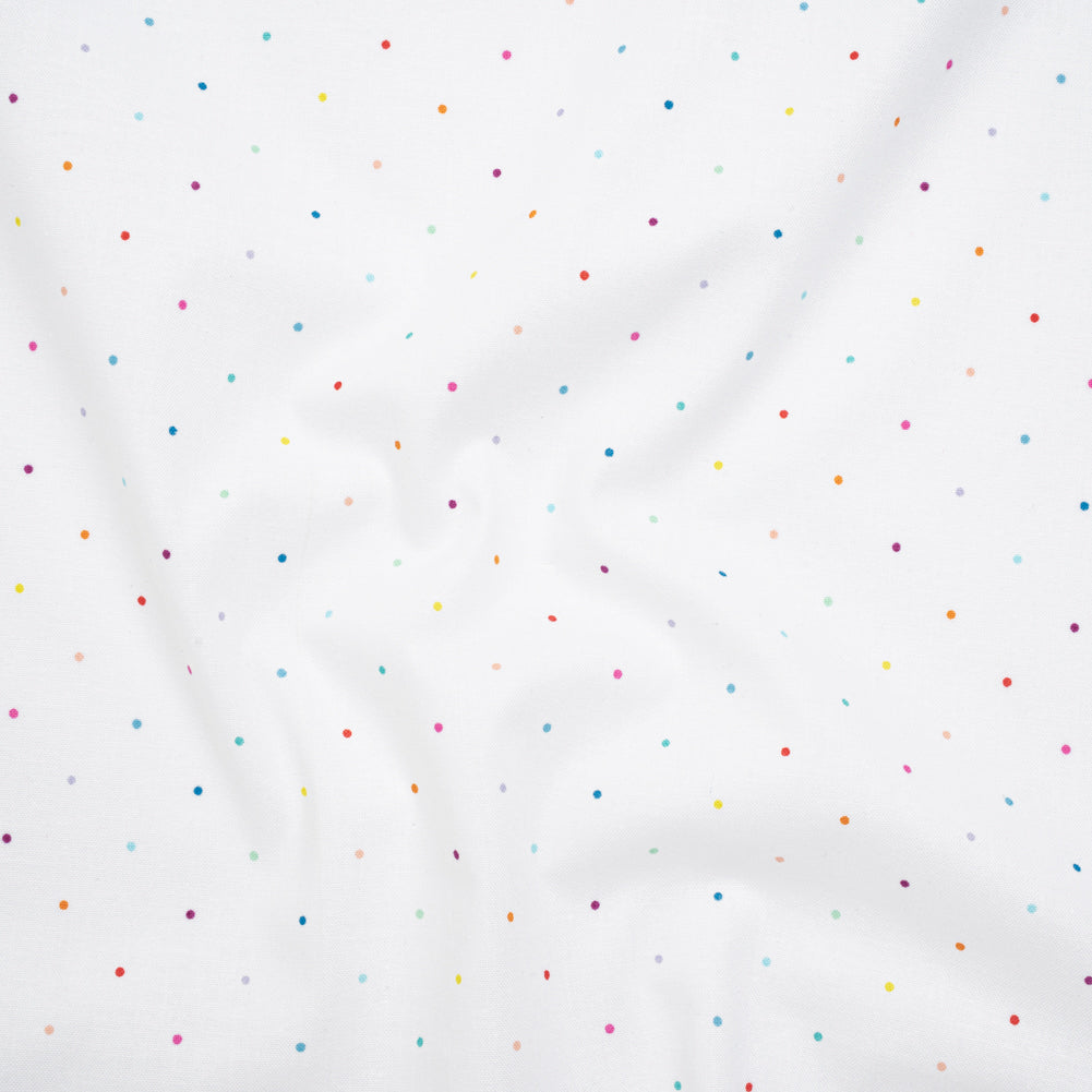 Printed Quilting Cotton by Ghazal Razavi for FIGO Studio - Rainbow and White Ditsy Dots- Dovetail Collection - Joann Fabrics