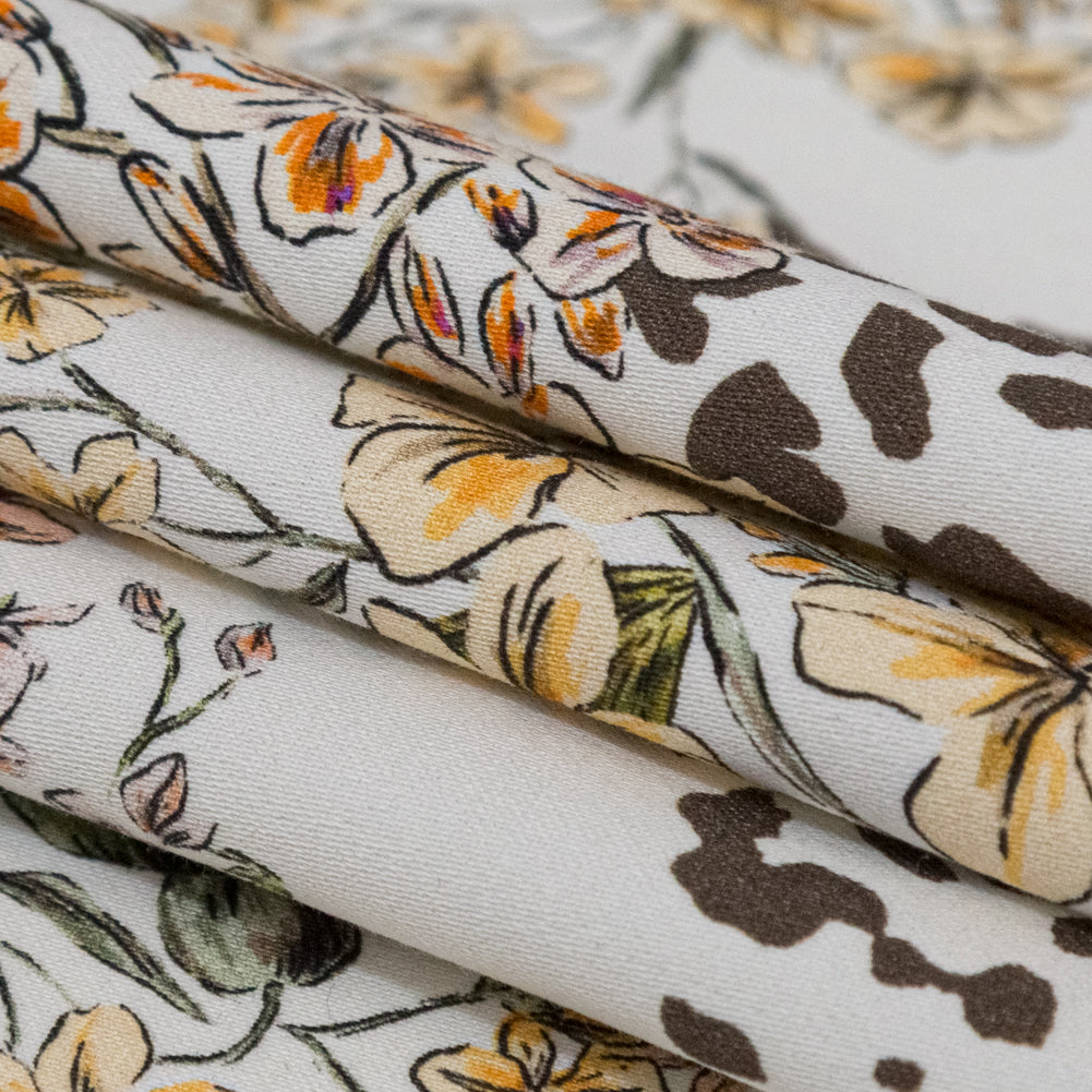 Stretch Cotton Sateen - White Floral - Blossoms Adrift Print - Mood Exclusive Serengeti Collection - Joann Fabrics