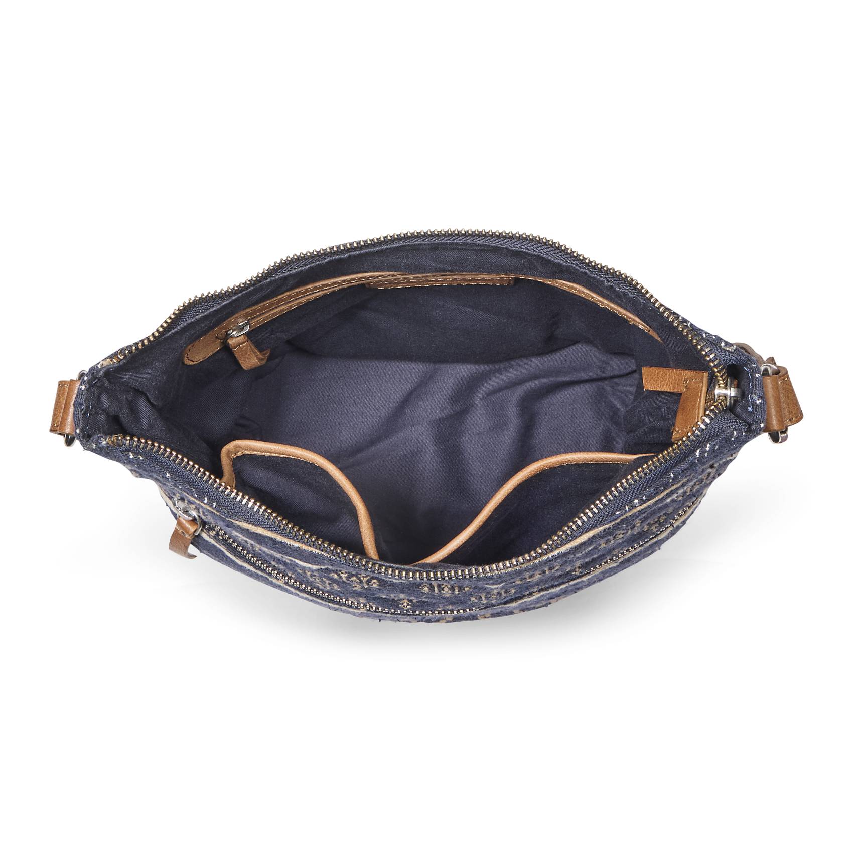 Woven Cotton Jacquard & Leather Bag, Top Zip, Inner Pockets - Northstyle Catalog