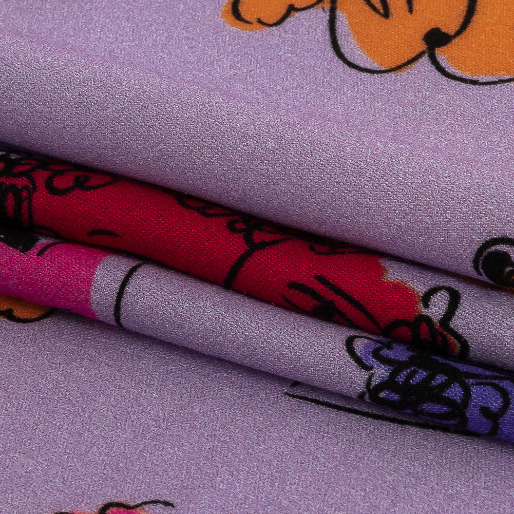 Rayon Challis - Lilac and Rainbow Dog Doodles - TREATS Print - Mood Exclusive Sugar Collection - Joann Fabrics