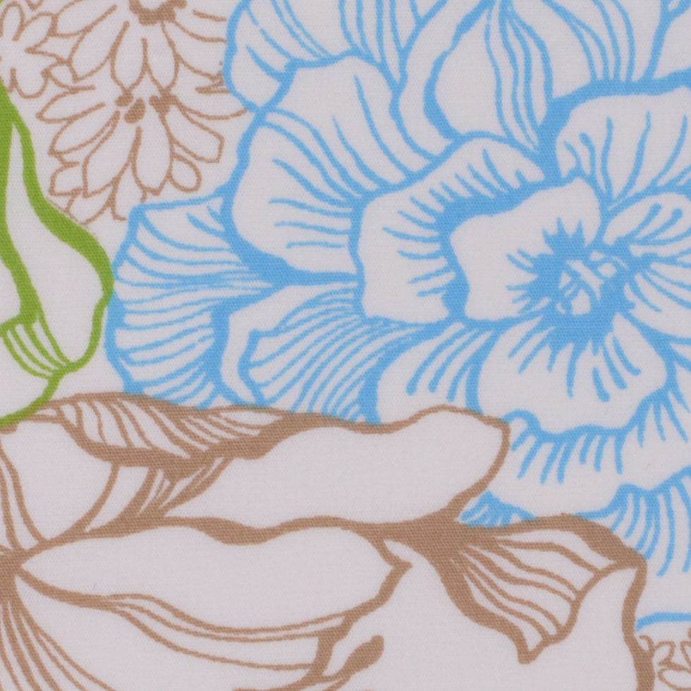 White/Beige/Sky Blue/Kiwi Multicolor Floral Cotton Print - Joann Fabrics