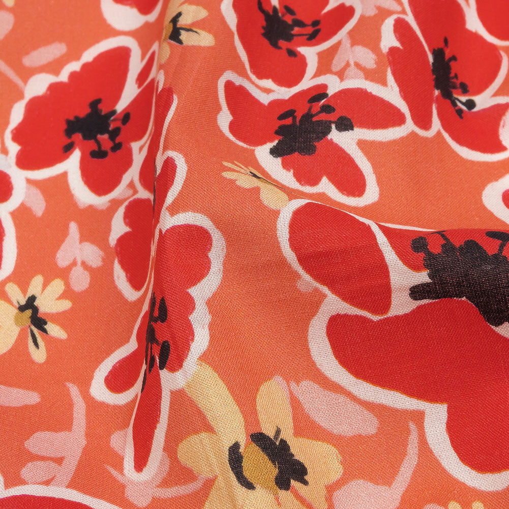 Cotton Voile Print - Orange and Red Floral - Mood Exclusive Grooving Blooms - Joann Fabrics