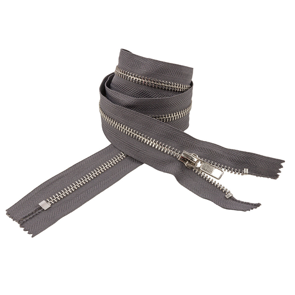 Charcoal and Silver T5 Closed End Metal Zipper - 36