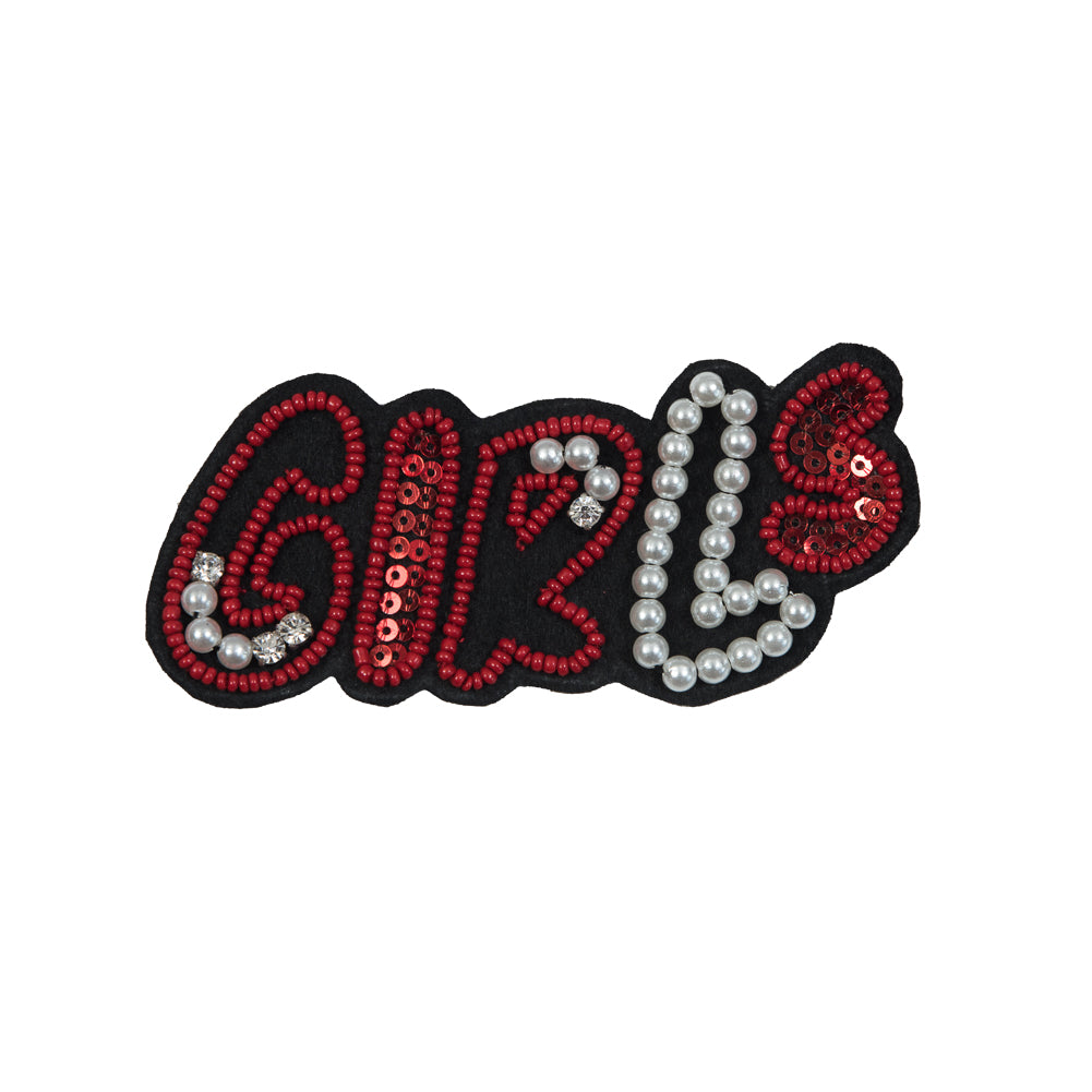 Italian Red and Black Sew-On Girls Patch - 4.25