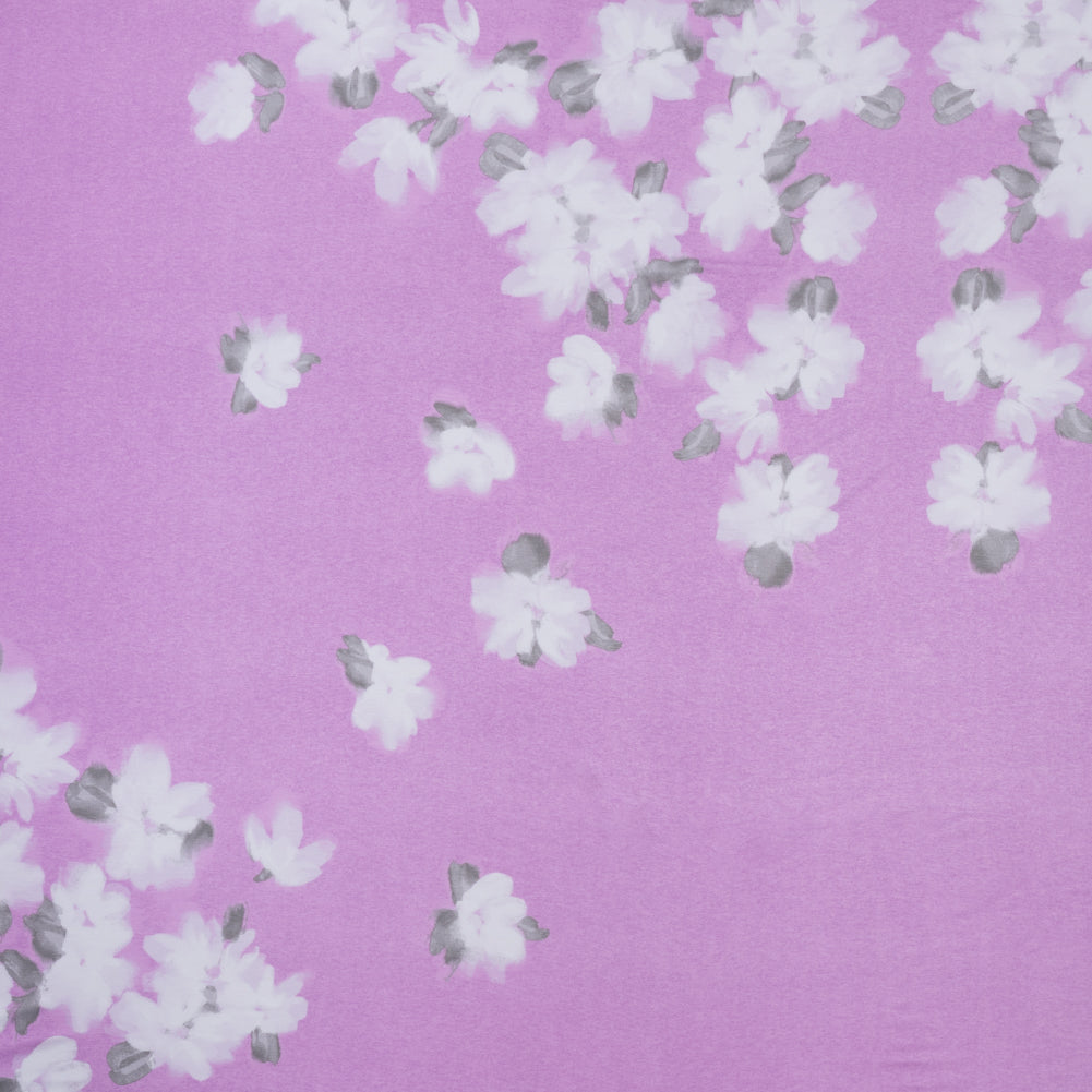 Stretch Rayon Jersey Panel - Lilac and Gray Floral - Deadstock - Joann Fabrics