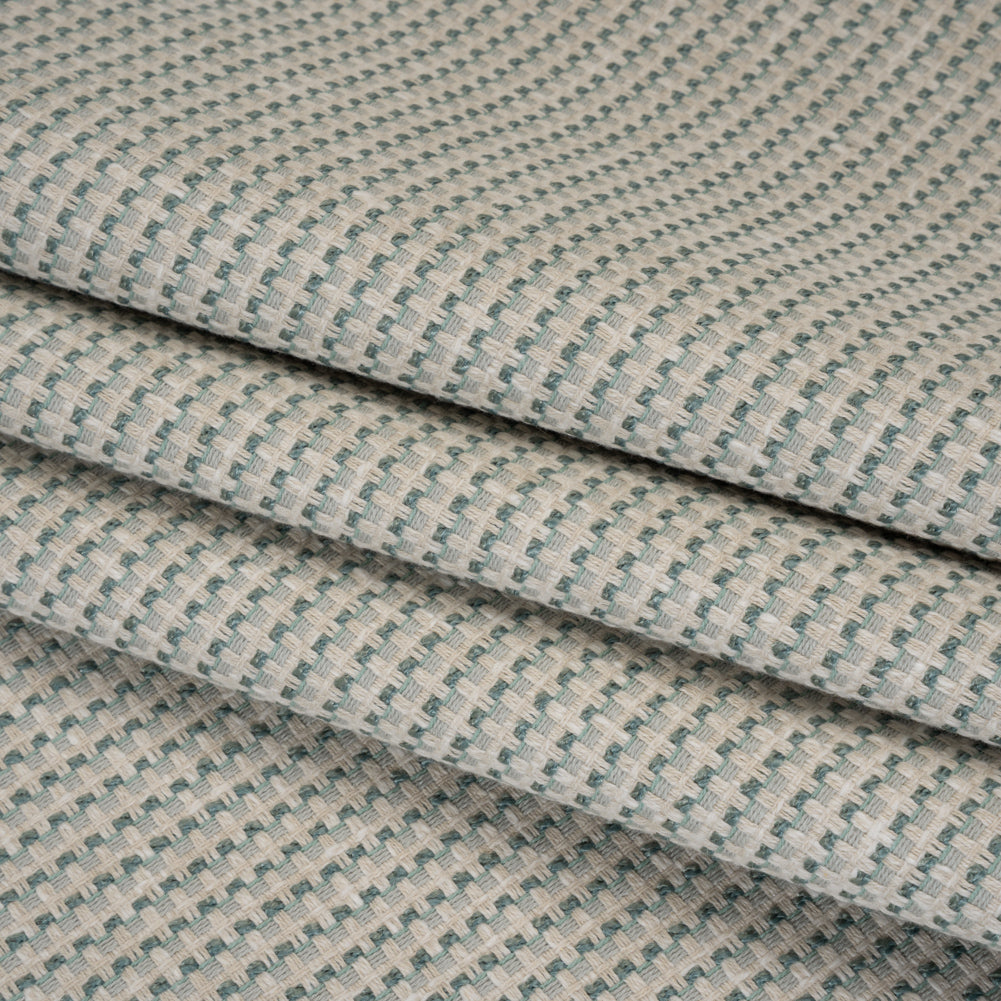 Recycled Polyester and Cotton Basketweave Dobby - Seafoam Little Squares - British Imported - Joann Fabrics
