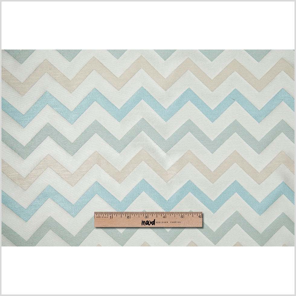 Ivory/Aqua Bold Chevron Jacquard - Joann Fabrics