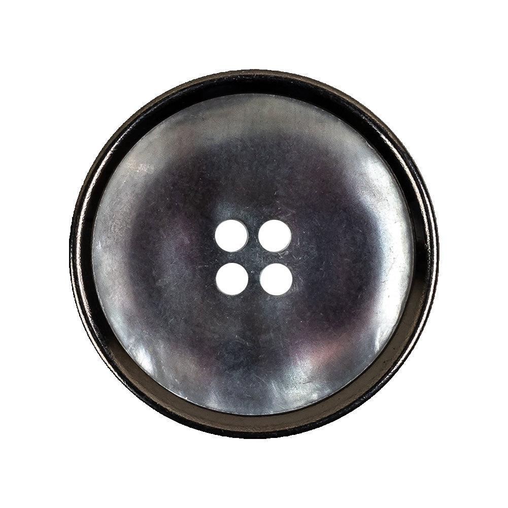 Italian Iridescent Gray 4 Hole Button with Gunmetal Rim - 44L/28mm - Joann Fabrics