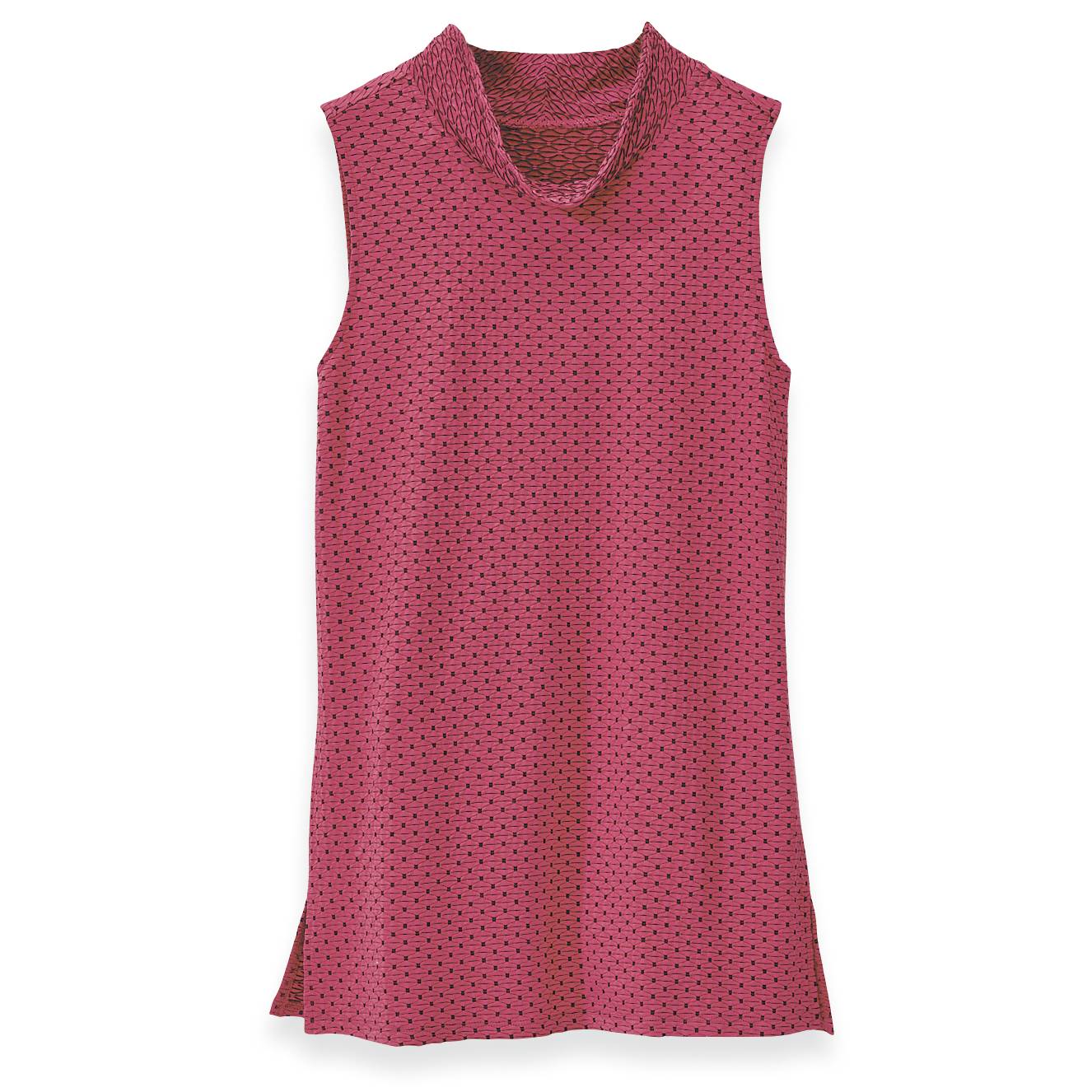 Textured Sleeveless Top, Draped Neck, Side Slits - Northstyle Catalog