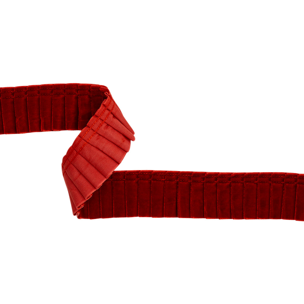 Yaya Han Pleated Velveteen Ribbon Trim - Red, 1.5