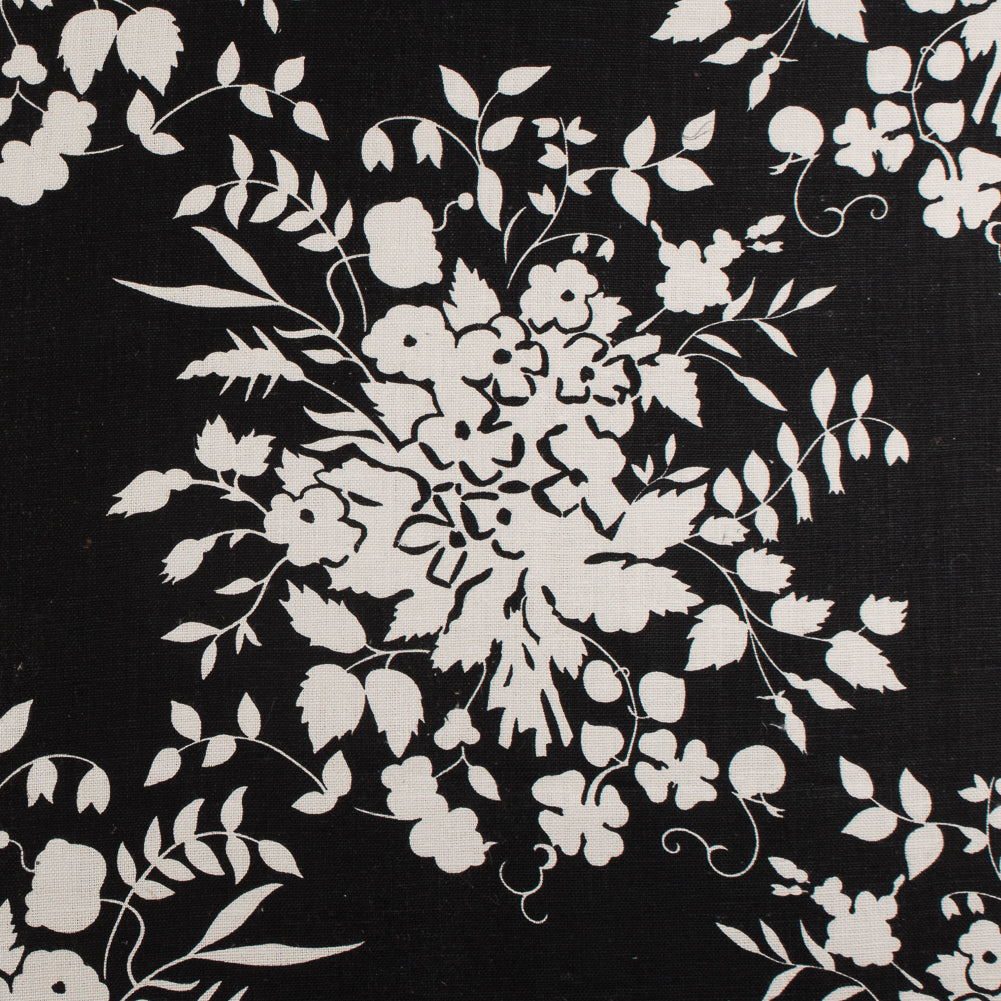 Ralph Lauren Black and Egret Floral Linen Canvas - Joann Fabrics