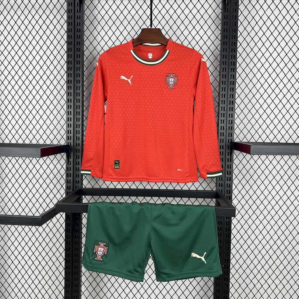 2025/2026 Long Sleeves Portugal Home Football Shirt 1:1 Thai Quality Kids Size